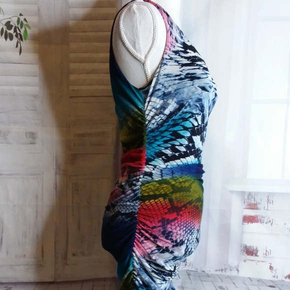 Boston Proper multi color python print ruched dress size S NWOT - Picture 5 of 12
